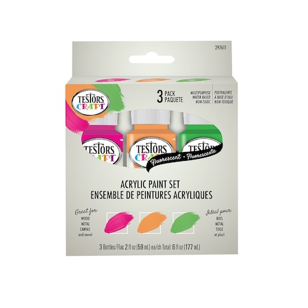 Testors Fluorescent Assorted Craft Paint Set Interior 6 oz 297611